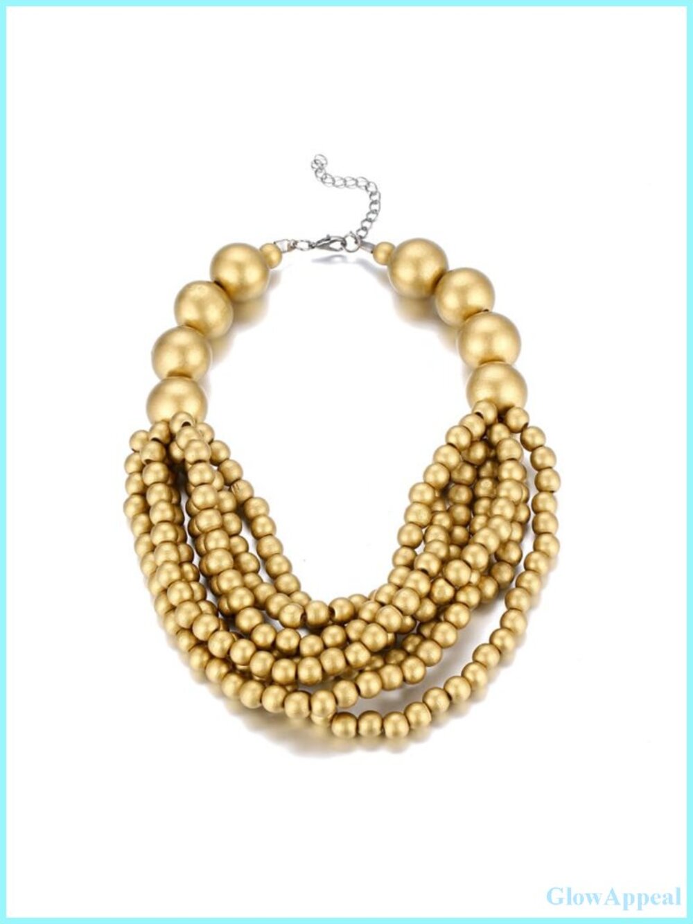 Wooden Beaded Strands Necklace Boho Ethnic Layered Chunky Choker for Women
